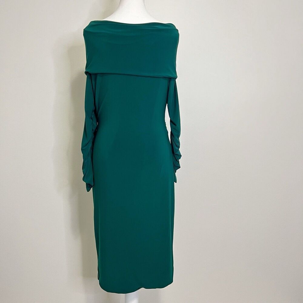 Club L London Off Shoulder Bodycon Midi Dress In Bottle Green NEW US 14 UK 18 - Picture 8 of 11